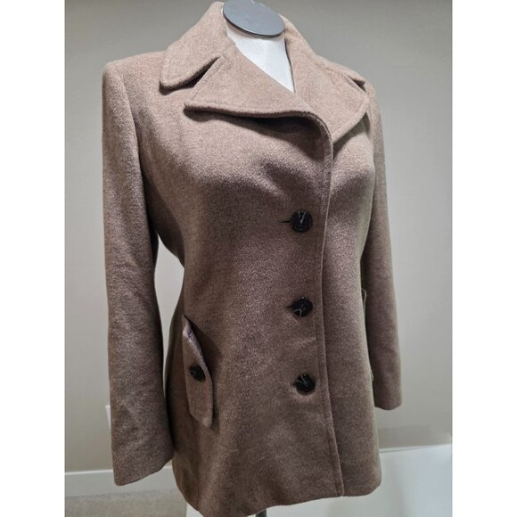 Womens Medium Brown Wool-Blend Coat With Decorative Buttons & Two Side Pockets - Picture 9 of 13